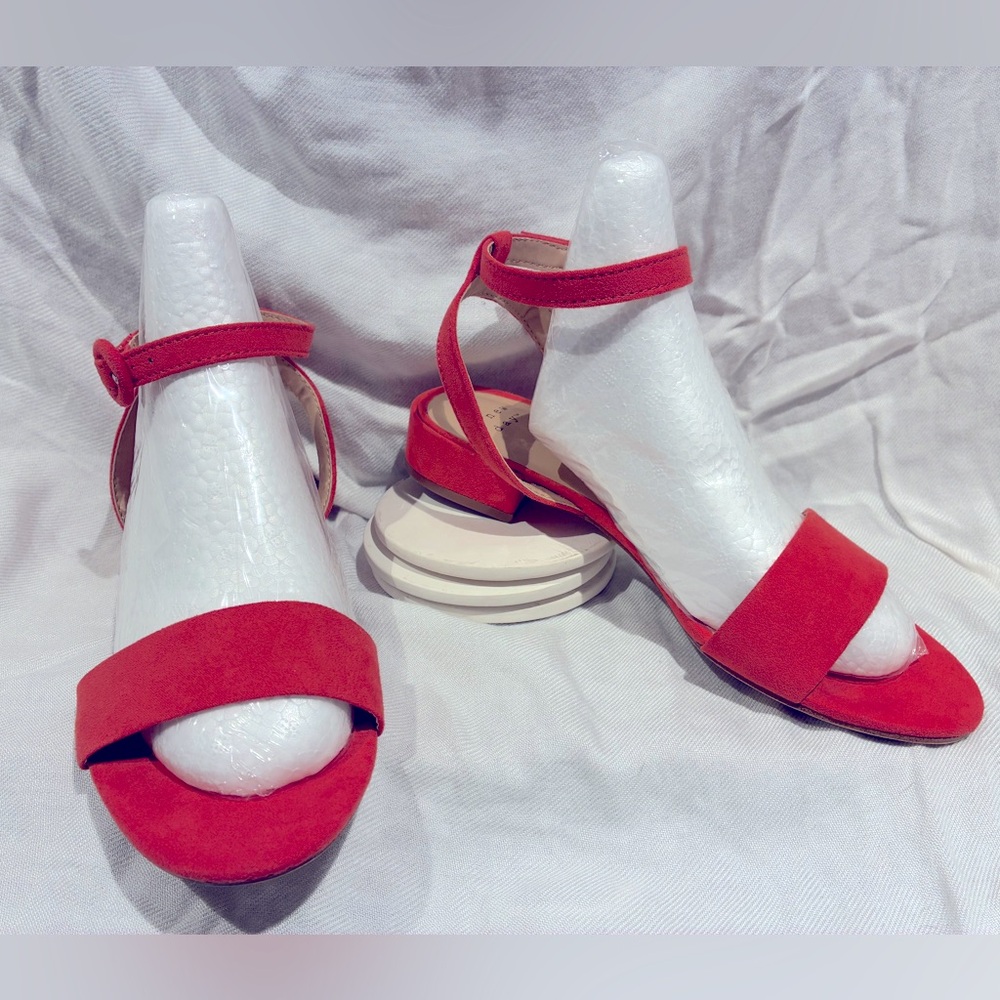 Coral/Orange Sandals, A New Day, Ankle Strap, Adjustable, Block Heel, sz 5.5